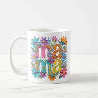 Café taza floral mama, taza linda mamá, taza de flores
