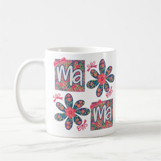 Café taza floral mama, taza linda mamá, taza flor de ro