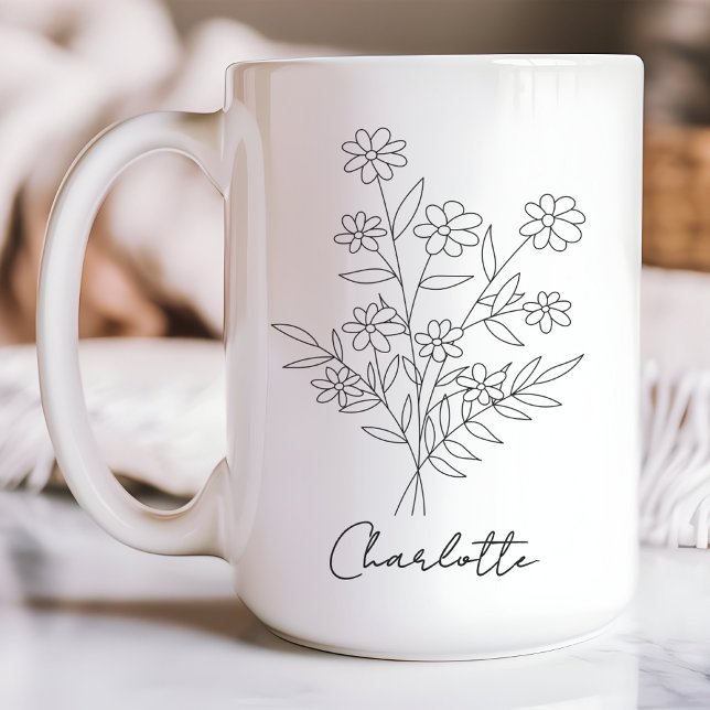 Café Taza floral, taza con nombre personalizado, día de (personalized name mug, Mother’s Day mug, gift for mom, gift for new mom, birthday gift mug, mom gift)