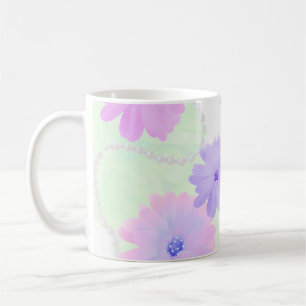 Café Taza Flores Delicadas y Remolinos de Perlas