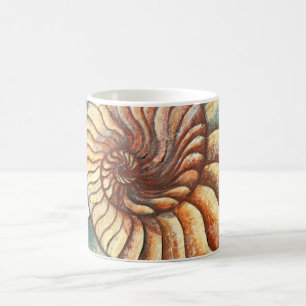 Café Taza fósil 2 del arte de la amonita