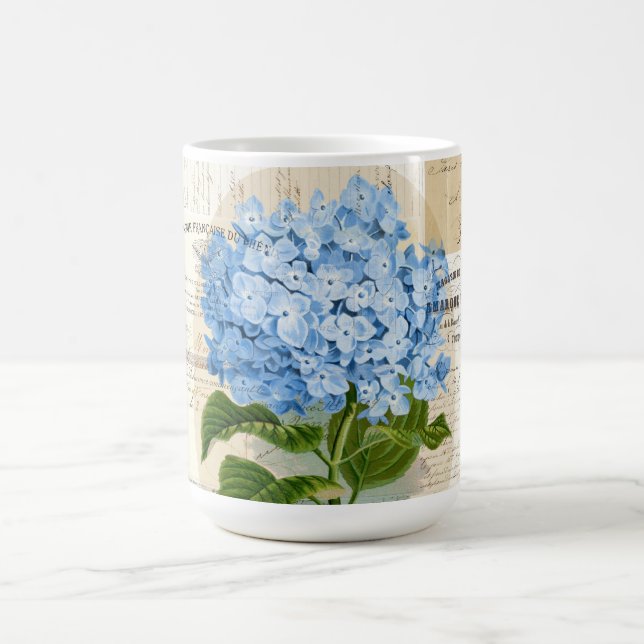 Café Taza francesa de las Ephemeras del Hydrangea azul (Centro)
