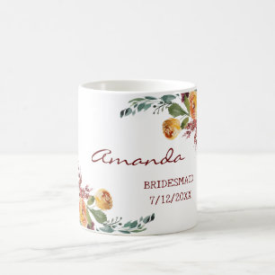 Café Taza fresca romántica floral para damas de honor