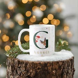 Café Taza G de monograma de Navidad personalizada