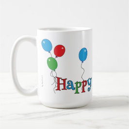 Café Taza Gala de Globos de Colores Feliz Cumpleaños