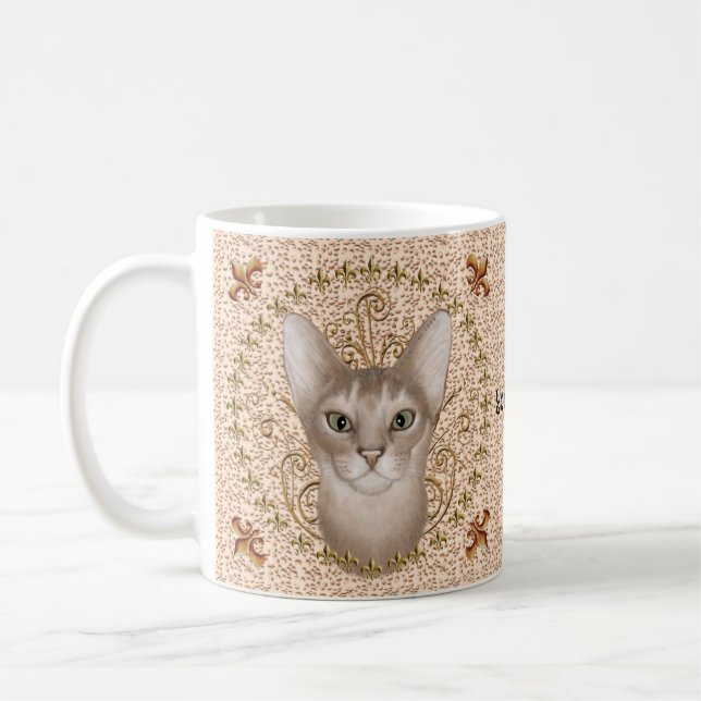 Café Taza Gato Abisinio Fleur De Lis (Izquierda)