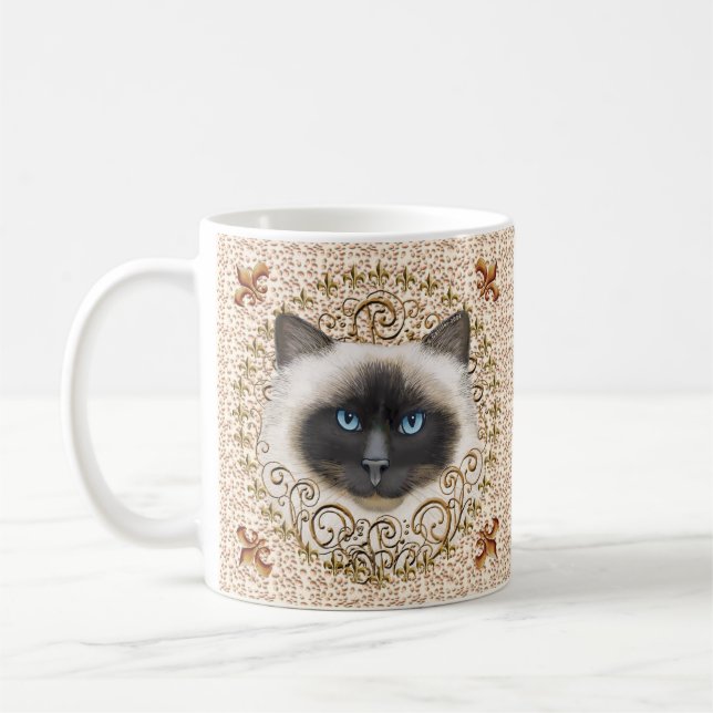Café Taza Gato Birmano Fleur De Lis (Izquierda)