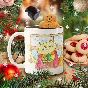 Café Taza Gatos Acogedores de Invierno por Nicole Janes