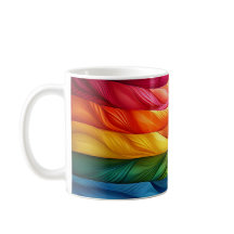 Taza geométrica abstracta de la mañana de arcoíris