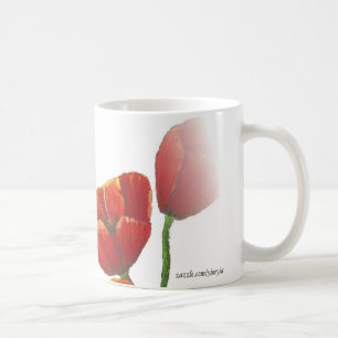 Café taza grande de la amapola roja