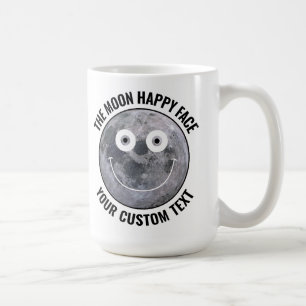 Café Taza grande personalizada con cara feliz de la Lun