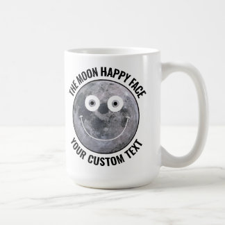 Café Taza grande personalizada con cara feliz de la Lun