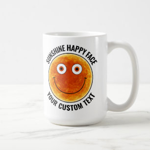 Café Taza grande personalizada con cara feliz de sol