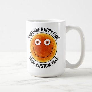 Café Taza grande personalizada con cara feliz de sol