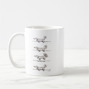 Café Taza gris de Dachshund volador