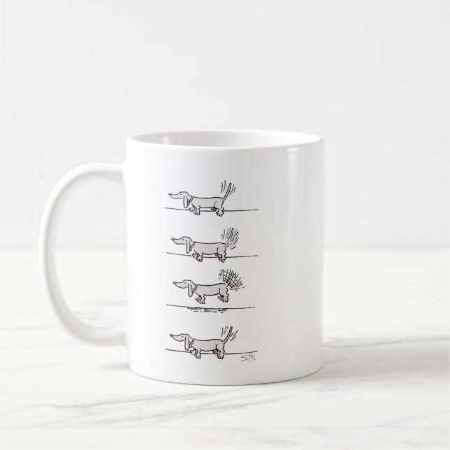 Café Taza gris de Dachshund volador (Izquierda)