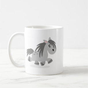 Café Taza gris del dibujo animado del potro de