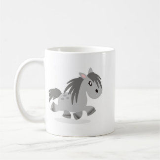 Café Taza gris del dibujo animado del potro de
