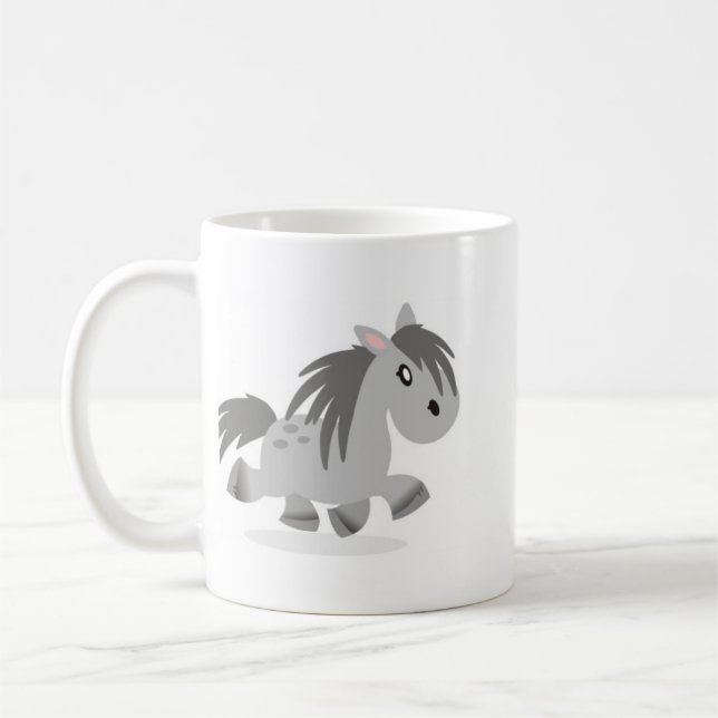 Café Taza gris del dibujo animado del potro de (Izquierda)