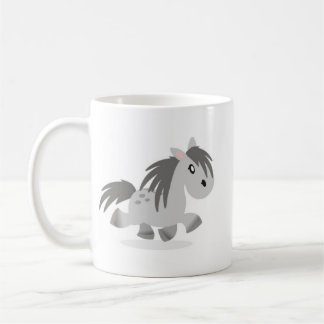 Café Taza gris del dibujo animado del potro de la