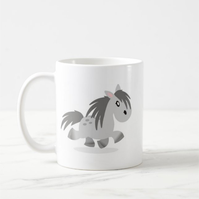 Café Taza gris del dibujo animado del potro de la (Izquierda)
