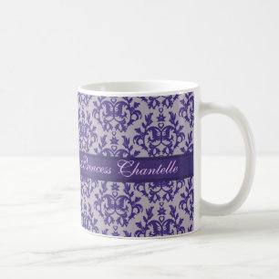 Café Taza gris púrpura del damasco de "princesa