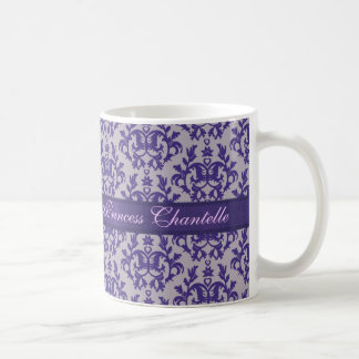 Café Taza gris púrpura del damasco de "princesa
