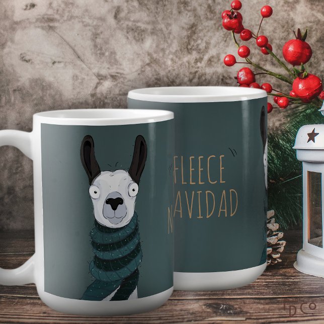 Café Taza Gris Turquesa de Llama de 'Fleece Navidad' Di (Subido por el creador)