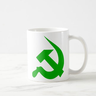 Café Taza gruesa verde del Neo-Martillo y de la hoz