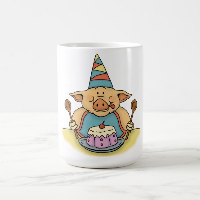 Café taza guarra hambrienta de la fiesta de cumpleaños (Centro)