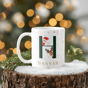 Café Taza H de monograma de Navidad personalizada