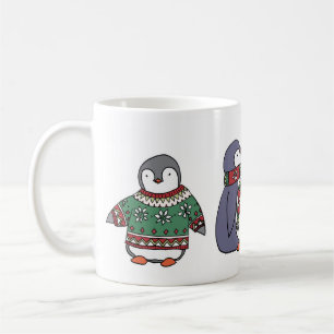 Café Taza hivernal de los pingüinos