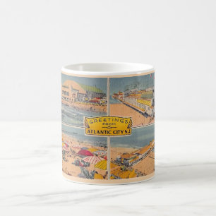 Café Taza Ilustrada de Atlantic City Vintage