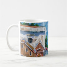 Taza Impresionista de Calle de Pueblo Iluminada po