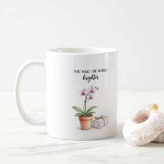 Café Taza Inspiradora de Orquídea Acuarela