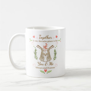 Café Taza Juntos Tú y Yo - Taza de Pareja de Conejitos