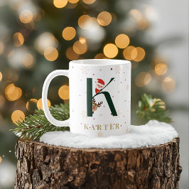 Café Taza K de monograma de Navidad personalizada