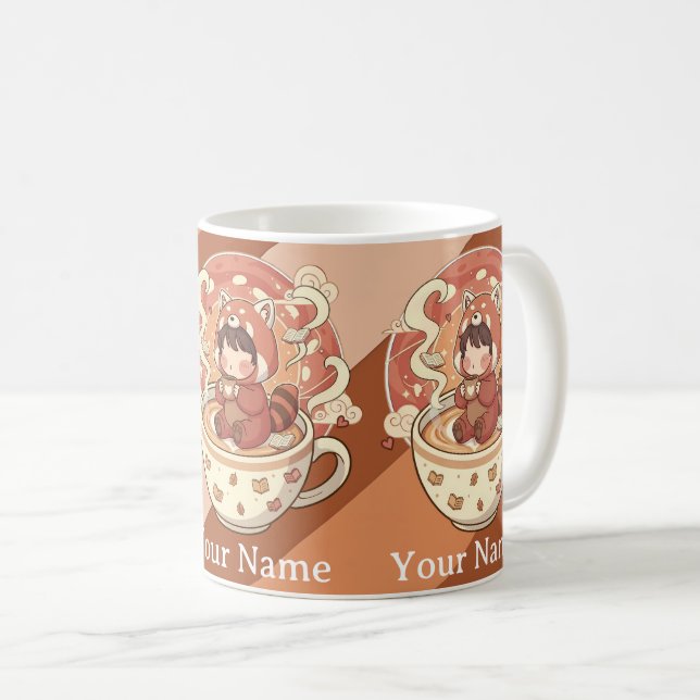 Café Taza Kawaii de Red Panda Morning Brew (Anverso derecho)