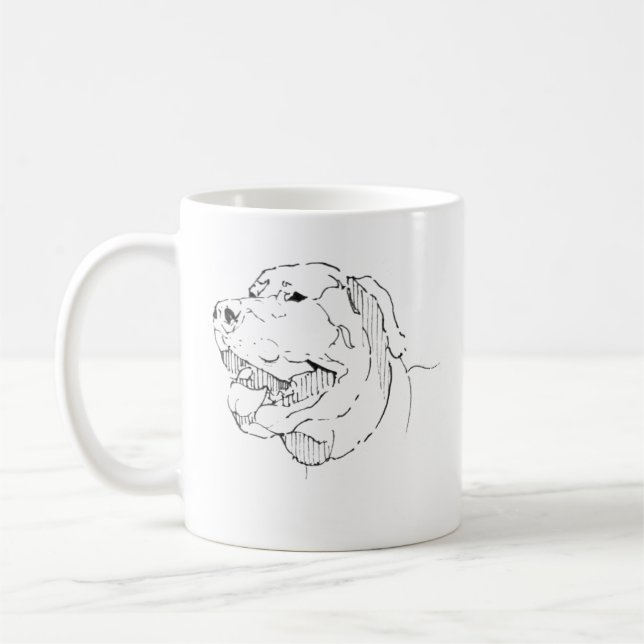 Café Taza Labrador Retriever, Arte lineal de perro (Izquierda)