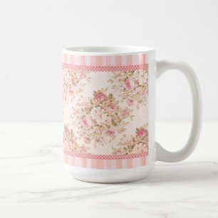 Café Taza lamentable floral rosada de los rosas