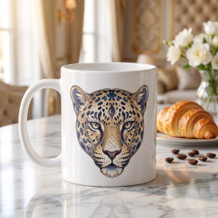 Café Taza Leopardo Celestial Línea de Lujo Arte