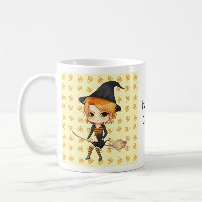 Café Taza linda de la bruja del chibi de Halloween (Izquierda)