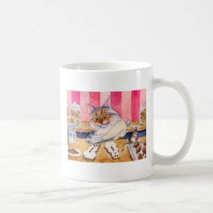Café Taza linda de la panadería del gato