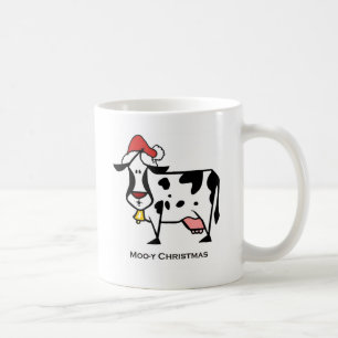 Café Taza linda de la vaca del navidad