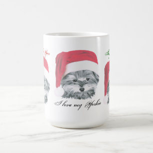 Café Taza linda del perro de Yorkie del navidad
