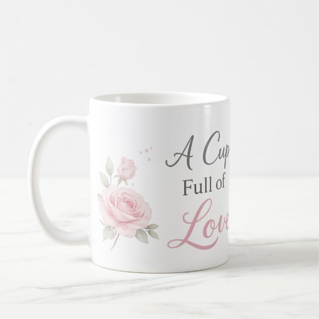 Café Taza llena de amor | Regalo floral personalizado (Izquierda)