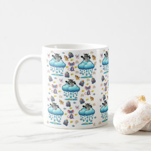 Café Taza Lluvia De Colores De Gatos Perros Ratones Pec