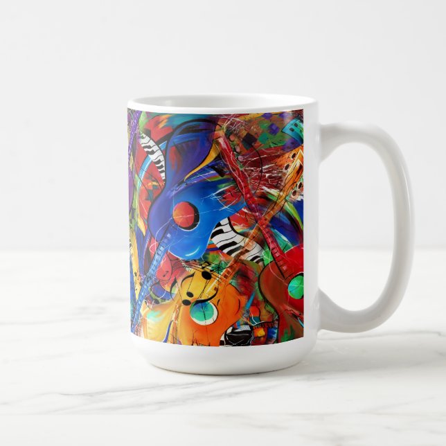 Café Taza loca de la música de las guitarras del arte (Derecha)