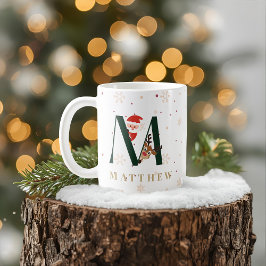Café Taza M de monograma de Navidad personalizada