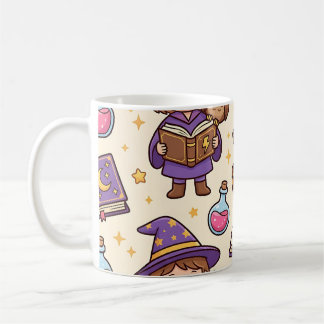 Café Taza mágica de búho hechicero: patrón de fantasía